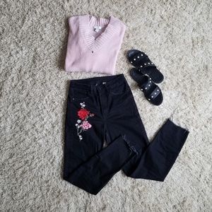 Floral Embroidery H&M Jeans